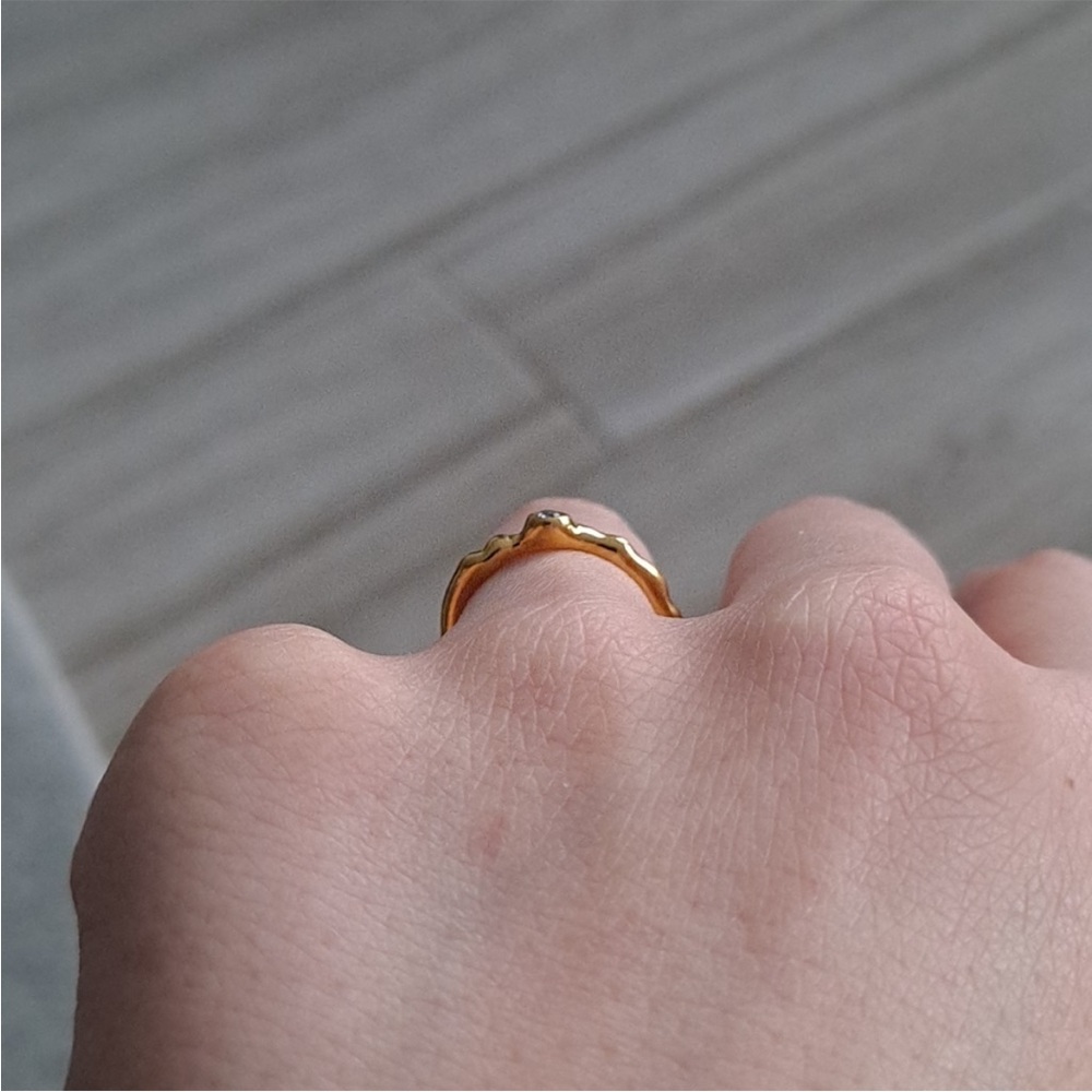 MONICA VINADER 925 sterling silver Gold Vermeil Siren organic wave topaz ring - Picture 6 of 13